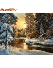 RUOPOTY ramka łabędź zwierzęta ręcznie malowany obrazek By Numbers Wall Art Picture płótno akrylowe malowanie na dekoracje ślubn