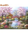RUOPOTY ramka łabędź zwierzęta ręcznie malowany obrazek By Numbers Wall Art Picture płótno akrylowe malowanie na dekoracje ślubn