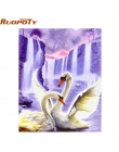 RUOPOTY ramka łabędź zwierzęta ręcznie malowany obrazek By Numbers Wall Art Picture płótno akrylowe malowanie na dekoracje ślubn