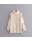 Tangada kobiety swetry swetry z golfem oversize moda zimowa 2019 długi sweter płaszcz rękaw w kształcie skrzydła nietoperza boże