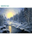 SDOYUNO malowanie numerami księżyc natura krajobraz dla dorosłych na płótnie ramka zdjęcia według numerów 60x75cm dekoracje dla 