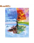 RUOPOTY ramka ręcznie malowany obrazek według numerów drzewo krajobraz kolorowanie według numerów płótno akrylowe obraz ścienny 