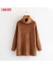 Tangada kobiety swetry swetry z golfem oversize moda zimowa 2019 długi sweter płaszcz rękaw w kształcie skrzydła nietoperza boże