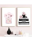Modna książka perfumy butelka plakaty obraz ścienny na płótnie kwiaty akwarele Vogue zdjęcia drukuje do salonu Home Decor