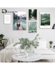 Skandynawski łodzi jezioro plakat na płótnie natura styl skandynawski ściana krajobrazowa drukowany obraz malowidło dekoracyjne 