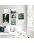 Skandynawski łodzi jezioro plakat na płótnie natura styl skandynawski ściana krajobrazowa drukowany obraz malowidło dekoracyjne 