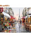 RUOPOTY Paris Street zrób to sam Painting By Numbers Handpainted płótnie obraz z domu Wall Art Picture Do salonu wyjątkowy preze