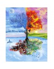 RUOPOTY ramka ręcznie malowany obrazek według numerów drzewo krajobraz kolorowanie według numerów płótno akrylowe obraz ścienny 