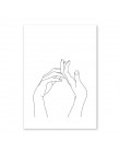 Nowoczesne plakaty w formie szkicu kobieta dłonie czarno biały oryginalny modny efektowny