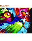 RUOPOTY obraz w ramie kolorowy lew zwierzęta ręcznie malowany obrazek według numerów zestaw płótno według numerów do wystroju do