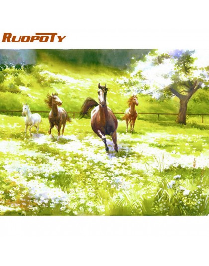 RUOPOTY kwiat abstrakcyjny obraz obraz DIY Numbers Wall Art ręcznie malowane obraz olejny na płótnie Home Decor dla pokoju gości