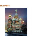 RUOPOTY 60x75cm ramka zamkowa ręcznie malowany obrazek według numerów pejzaż farba akrylowa według numeru obraz ścienny ręcznie 