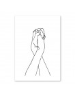 Nowoczesne plakaty w formie szkicu kobieta dłonie czarno biały oryginalny modny efektowny