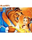 RUOPOTY kwiat abstrakcyjny obraz obraz DIY Numbers Wall Art ręcznie malowane obraz olejny na płótnie Home Decor dla pokoju gości
