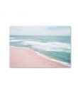 Ocean płótno z krajobrazem plakat styl skandynawski plaża różowy autobus Wall Art obraz z nadrukiem obraz do dekoracji skandynaw
