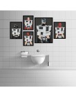 Mężczyzna z kreskówki plakat i druk na ścianie przeczytaj gazetę w toalecie malowanie ubikacja toaleta sztuka dekoracyjna obraz 