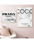 Nowoczesna moda marmur Coco cytaty plakaty i druki czarny biały Vogue zdjęcia na płótnie malarstwo do salonu Home Decor