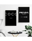 Nowoczesna moda marmur Coco cytaty plakaty i druki czarny biały Vogue zdjęcia na płótnie malarstwo do salonu Home Decor