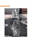 CHENISTORY Bezramowe Odbicie Kot Zwierzęta DIY Malowanie Numerami Nowoczesne Wall Art Canvas Malarstwo Unikalny Prezent Dla Home