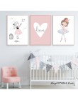 Plakat pokoju dziecięcego różowy królik dzieci plakat Baby Girl Room Decor obraz ścienny na płótnie grafiki do pokoju dziecięceg