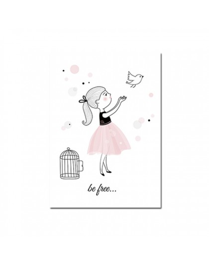 Plakat pokoju dziecięcego różowy królik dzieci plakat Baby Girl Room Decor obraz ścienny na płótnie grafiki do pokoju dziecięceg
