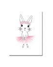 Plakat pokoju dziecięcego różowy królik dzieci plakat Baby Girl Room Decor obraz ścienny na płótnie grafiki do pokoju dziecięceg