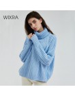 Wixra Women Turtleneck Chunky nadwymiarowy sweter z pełnym rękawem damskie swetry z dzianiny jednolity pulower i sweter 2019 jes