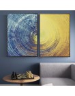 Streszczenie niebiesko-żółta okręgi wzór na płótnie malarstwo nowoczesne plakaty i druki obrazy na ścianę do salonu Home Decor