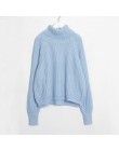 Wixra Women Turtleneck Chunky nadwymiarowy sweter z pełnym rękawem damskie swetry z dzianiny jednolity pulower i sweter 2019 jes