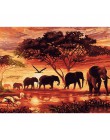CHENISTORY zachód słońca słonie zwierzęta ręcznie malowany obrazek według numerów Modern Wall Art ręcznie malowany akrylowy obra