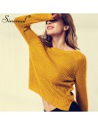 Jesień zima kobiety swetry i swetry koreański styl z długim rękawem casual sweter w stylu crop slim solidna dzianina swetry swet