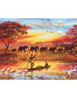 CHENISTORY zachód słońca słonie zwierzęta ręcznie malowany obrazek według numerów Modern Wall Art ręcznie malowany akrylowy obra