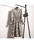 2020 jesienno-zimowa damska sukienki sztruksowe Casual z długim rękawem wysoka elastyczna talia kwiat wydruku Party Dress damska