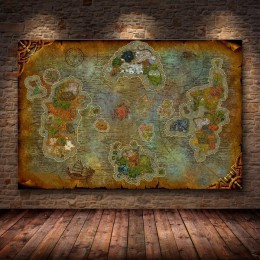 Unframed plakat ozdobny obraz World of Warcraft 8.0 mapa na płótnie HD zdjęcia ścienny do salonu obraz olejny