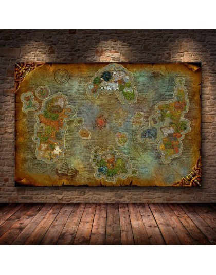 Unframed plakat ozdobny obraz World of Warcraft 8.0 mapa na płótnie HD zdjęcia ścienny do salonu obraz olejny