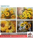 SDOYUNO 60x75 cm malowanie numerami rama obraz DIY przez numery zestawów słoneczniki streszczenie nowoczesny wystrój domu ściany
