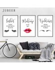 Perfumy makijaż plakaty i druki uroda zaczyna cytat ściana drukowany obraz rzęsy szminka zdjęcia dekoracja sypialni Home Decor