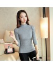 Moda solidny biały i czarne bluzki swetry 2019 zima z długim rękawem swetry z golfem damskie swetry odzież Femme 5218 50