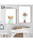 NICOLESHENTING Baby Animal Zebra Girafe plakat na płótnie przedszkole Wall Art obraz z nadrukiem obraz nordycki dekoracja do syp