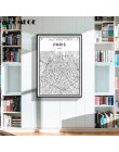 Czarno-biała mapa miasta i świata nowy jork tokio paryż Wall Art plakat na płótnie styl skandynawski obrazy obraz do salonu