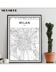 Czarno-biała mapa miasta i świata nowy jork tokio paryż Wall Art plakat na płótnie styl skandynawski obrazy obraz do salonu