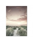 Trawa pole zachód słońca płótno plakat skandynawski natura Wall Art nadruk krajobrazu malowidło dekoracyjne skandynawskie dekora