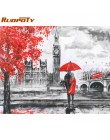 RUOPOTY ramka ręcznie malowany obrazek według numerów London Lover akrylowy obraz ścienny według numerów obraz na płótnie do dek