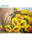 SDOYUNO 60x75 cm malowanie numerami rama obraz DIY przez numery zestawów słoneczniki streszczenie nowoczesny wystrój domu ściany
