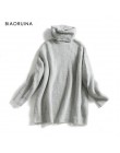 Ciepły zimowy sweter na długi rękaw z ozdobnym splotem golf pod szyję oversize klasyczny elegancki
