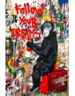 Śledź swoje marzenia ulica ściana graffiti płótno artystyczne obrazy abstrakcyjne Einstein Pop płótno artystyczne wydruki dla dz