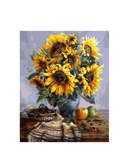 SDOYUNO 60x75 cm malowanie numerami rama obraz DIY przez numery zestawów słoneczniki streszczenie nowoczesny wystrój domu ściany
