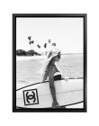 Plakat moda Surf kobieta list Nordic Wall Pop płótno artystyczne malowanie czarny biały Vogue wydruki zdjęć salon do wystroju do