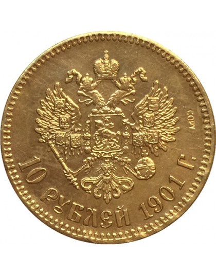 24-K pozłacane 1901 rosja 10 rubli złota moneta kopia