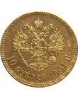 24-K pozłacane 1901 rosja 10 rubli złota moneta kopia